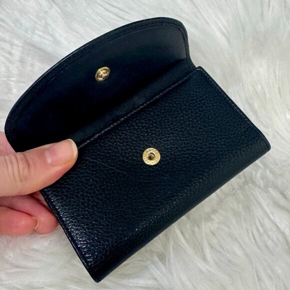 Coach VTG 1990s SLG Trifold Wallet Key Case Pebbled Black Leather Brass Fob - Picture 8 of 13